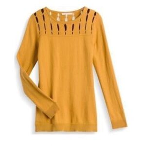 41 Hawthorn Women Sweater Medium Yellow Cotton Wool Blend Slit Yoke Cottagecore